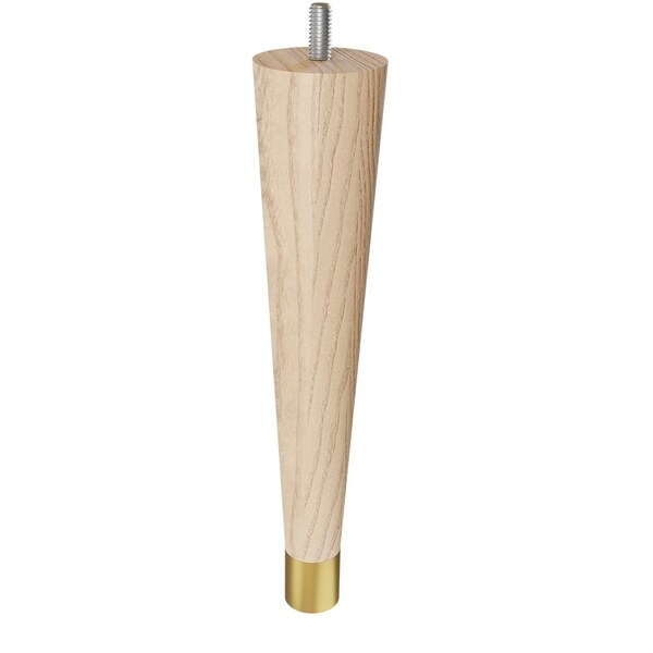 Designs Of Distinction 9" Round Tapered Leg with bolt and 1" Satin Brass Ferrule - Ash 01240009ASSB6 - main